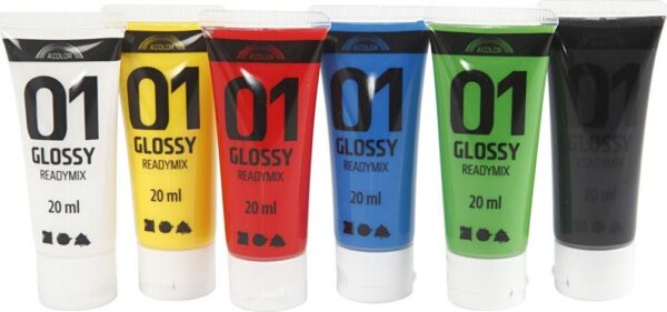 A-color - Akrylmaling Sæt Til Børn - Glossy Readymix 6x20 Ml