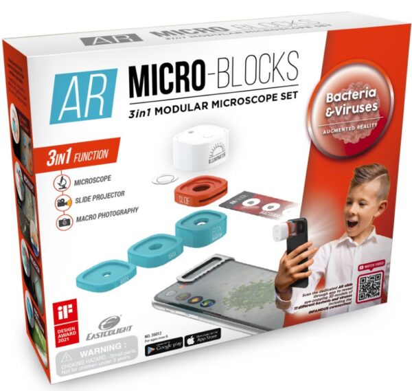 AR Micro-Blocks 3i1 modulært mikroskop sæt til mobilen - bakterier og vira