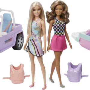 Barbie Dukker Med Strandbil Og Speedbåd