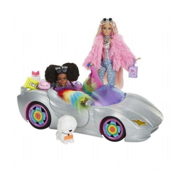 Barbie Extra Sparkly Cabriolet m. Dukker