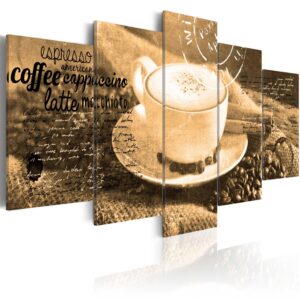 Billede - Coffe, Espresso, Cappuccino, Latte machiato ... - sepia - 100 x 50 cm - Premium Print