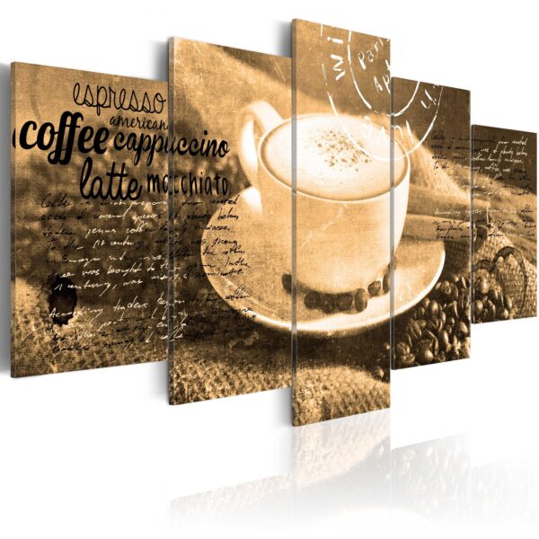 Billede - Coffe, Espresso, Cappuccino, Latte machiato ... - sepia - 100 x 50 cm - Premium Print