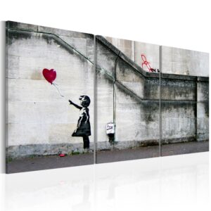 Billede - Der er altid håb (Banksy) - triptych - 120 x 60 cm - Premium Print