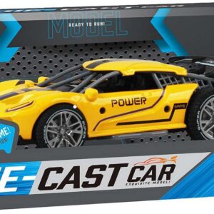 Die-cast Pull Back Car W/sound & 'try-me', Yellow - Klx Toys