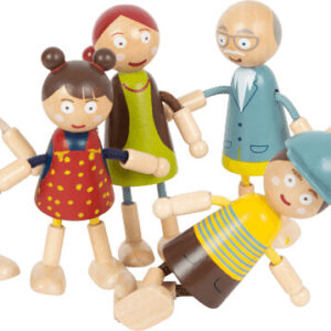 Dukker Til Dukkehus - Wooden Bending Dolls Family - 6 Stk