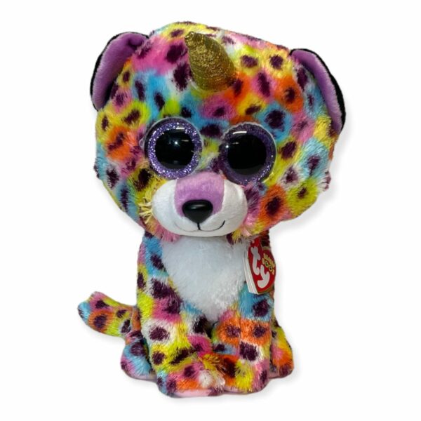 GISELLE Regnbue Leopard Med Horn Ty Beanie Boos Medium