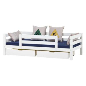 Hoppekids ECO Luxury Juniorseng m. 1/2 Sengehest - Fleksibel Indlægsbund - 90x200 cm. (Hvid)