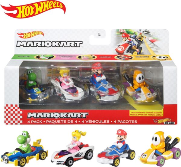 Hot Wheels - Mario Kart Sæt - 4 Dele