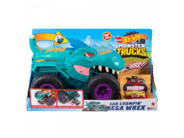 Hot Wheels Monster Trucks Car Chompin'' Mega-Wrex-Bil, Køretøjssæt, 4 År, Aa, Plast, Metal, Flerfarvet