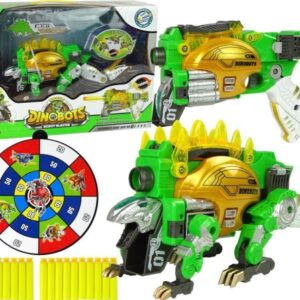 Import Leantoys Dinobots 2In1 Dinosaur Dart Pistol Grøn Stegosaurus Skjold