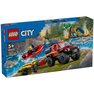 LEGOÂ® City Firhjulstrukket Brandbil med Redningsbåd