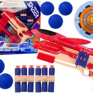 Leantoys Shotgun Foam Ball Launcher Aircraft Shield 5In1