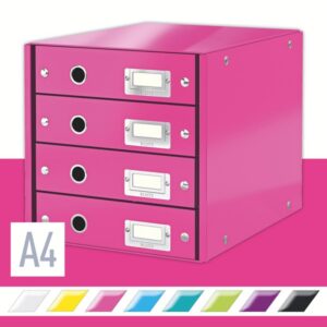 Leitz Skuffekabinet Click & Store WOW 4 skuffer Pink