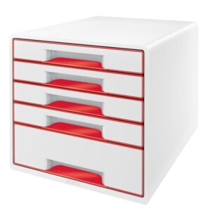 Leitz Skuffekabinet Desk Cube WOW 5-skuffer Rød