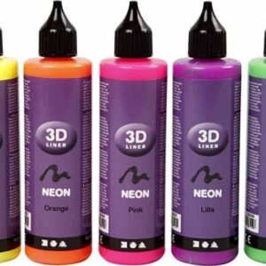 Neon Farver - Tyktflydende Maling - 5 Stk 100ml - 3d Liner