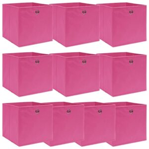 Opbevaringskasser 10 stk. 32x32x32 stof pink