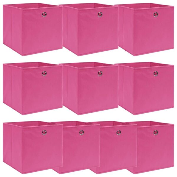 Opbevaringskasser 10 stk. 32x32x32 stof pink