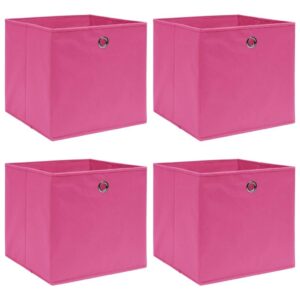 Opbevaringskasser 4 stk. 32x32x32 stof pink