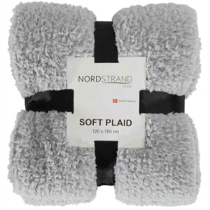 Plaid i teddy fleece - 120x160 cm - Lysegrå - Blødt tæppe fra Nordstrand