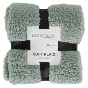 Plaid i teddy fleece - 120x160 cm - Støvet grøn - Blødt tæppe fra Nordstrand