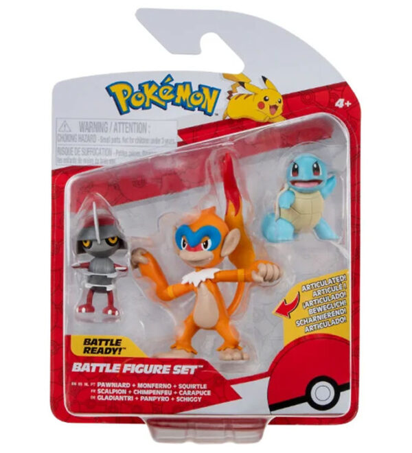 Pokémon Figurer - 3-pak - Battle Figure - Pawniard/Squirtle/Monf