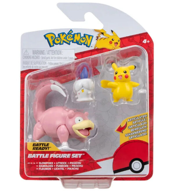 Pokémon Figurer - 3-pak - Battle Figure - Pikachu/Slowpoke/Litwi