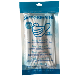 Safe2Breathe - Mundbind - ansigtsmasker - 3 lags type IIR - CE mærket - Pakning med 10 stk