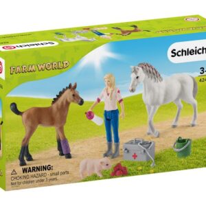 Schleich Farm World - Dyrlæge på besøg hos hoppe og føl - Actionfigur