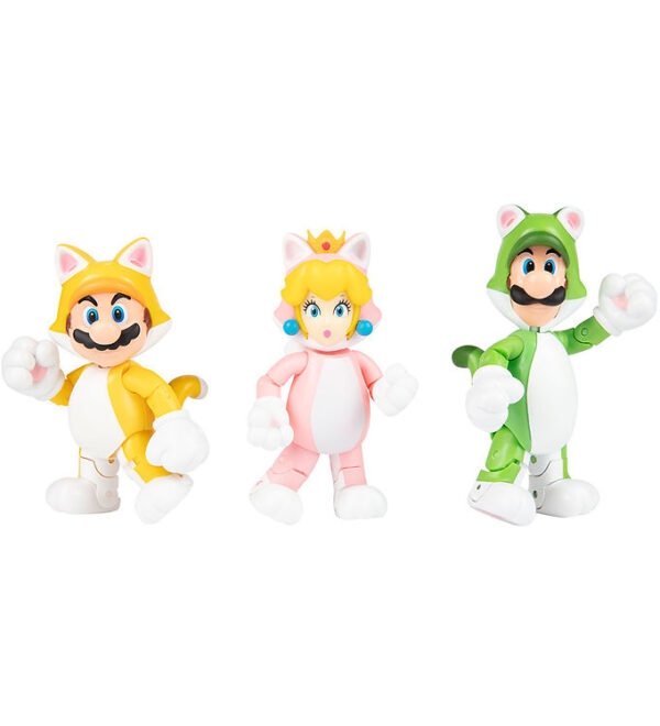 Super Mario Figurer - 3-pak - Cat Mario Luigi Peach