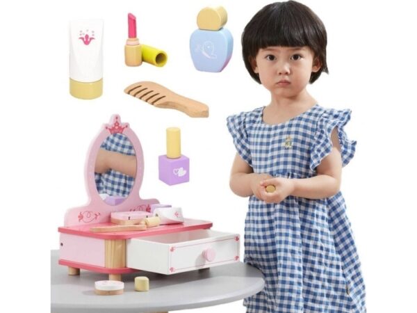 Viga Toys Viga Pink Make-Up Wooden Toilet Med Spejl + Tilbehør