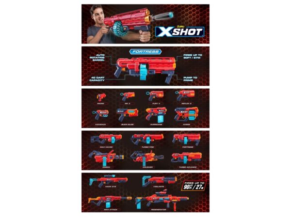 X-Shot Excel Fortress 40-Dart Capacity Barrel Foam Dart Blaster (48 Darts)