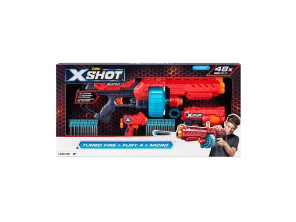 Zuru Xshot Excel Launcher Combo Pack Turbo Fire + Fury 4 + Micro